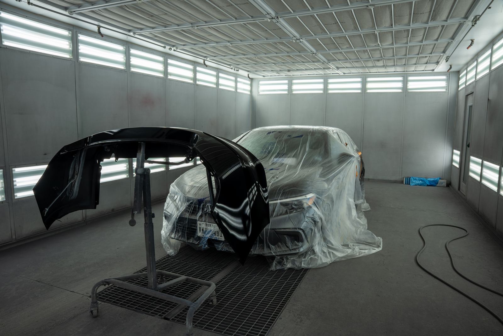 Car prepped in the paint booth